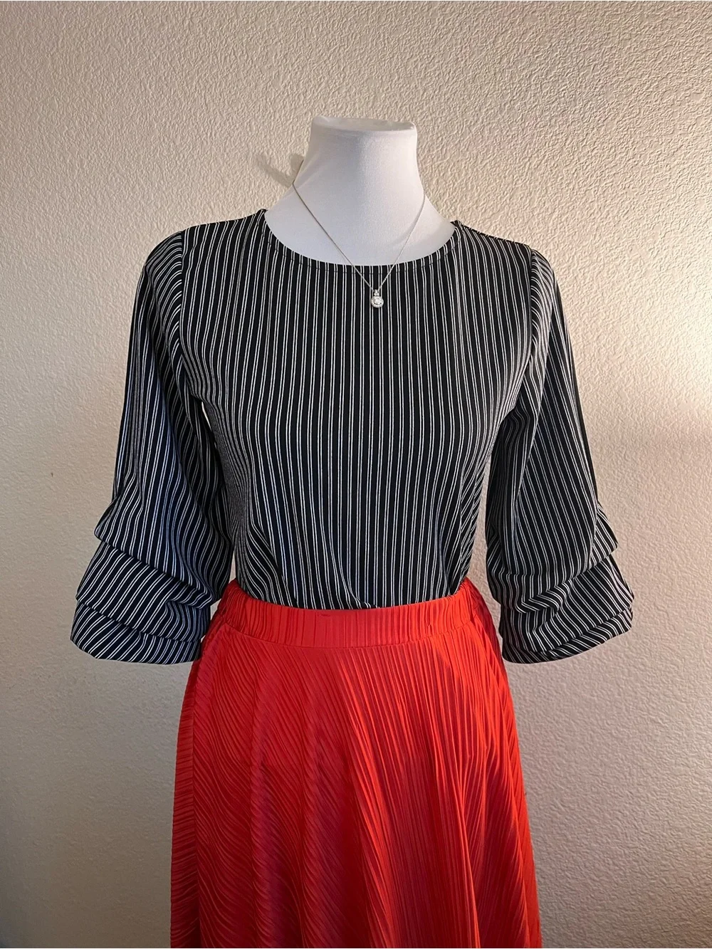 Banana Republic Vertical Striped Puff Sleeve Blouse